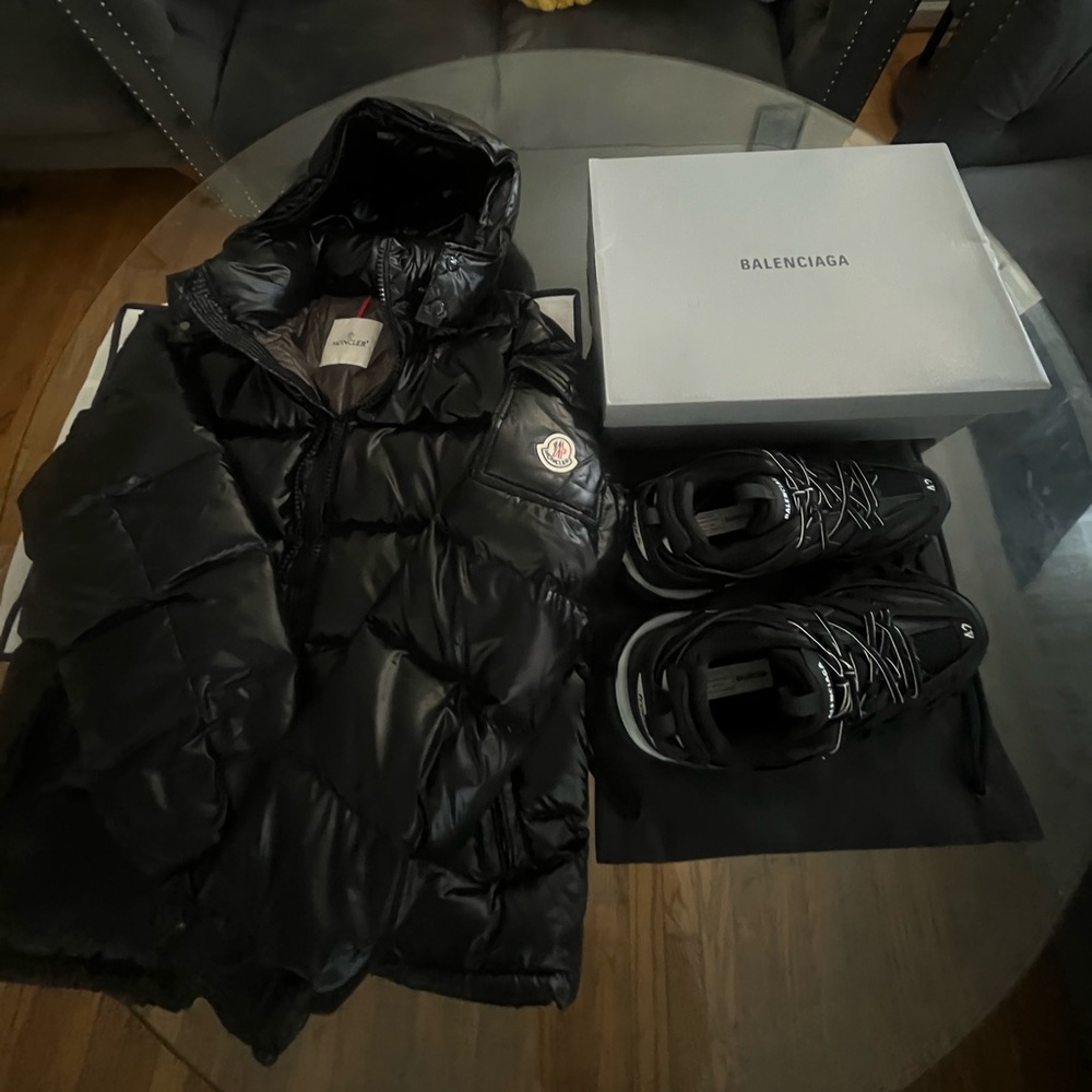 Balenciaga tracks led and moncler jacket I bought em a month ago both brand new